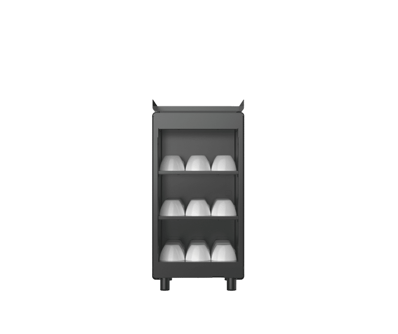 Franke Cup Warmer Beistellgerät mit mehreren Ablageflächen zum Vorwärmen von Kaffeetassen für optimale Temperatur bei Espresso und Kaffeespezialitäten im professionellen Einsatz.